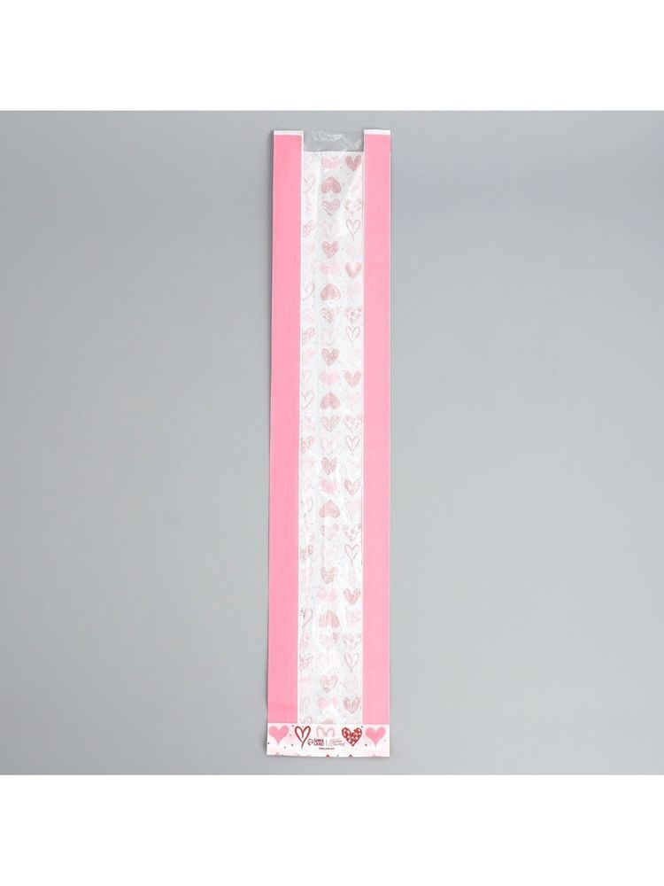 Пакет бумажный фасовочный «Сердечки» 11×57.5×4 см с окном