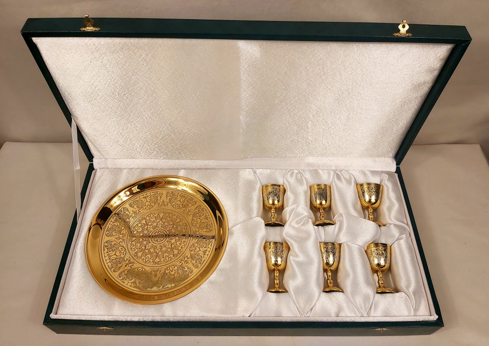 Набор рюмок с блюдцем на 6 персон Златоуст