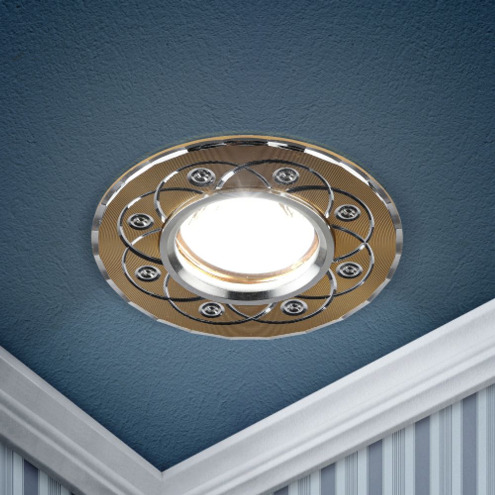 Светильник встраиваемый алюминиевый ЭРА KL40 SL/GD/1 под лампу MR16 GU5.3 золото/серебро