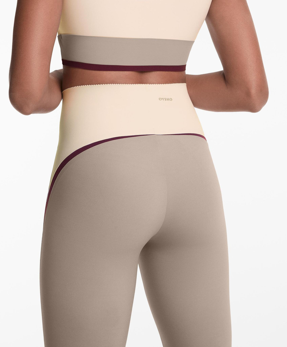 OYSHO Компрессионные легинсы Compressive длиной 65 см, экрю