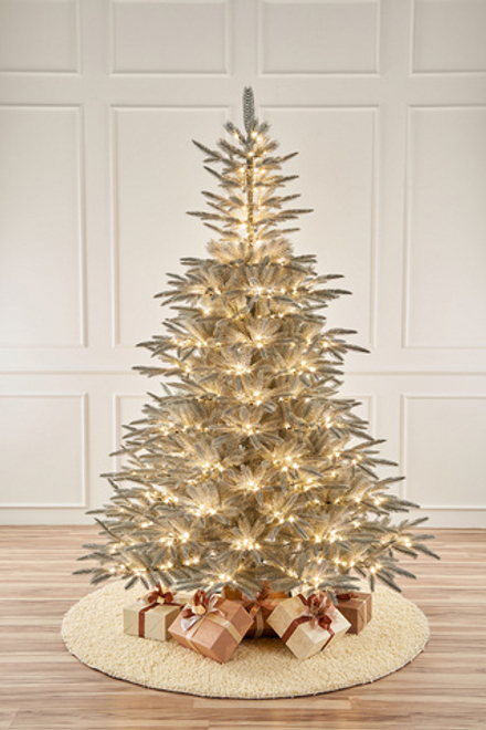 Ель искусственная дымчатая с лампочками Пальмира ELITE (лампочки - капля росы)