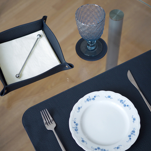 Лоток для мелочей из натуральной кожи теленка, синего цвета