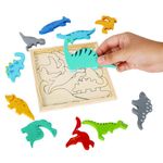 Пазл деревянный развивающий для детей "Динозавры", 17х17 см, BRAUBERG KIDS, 665252