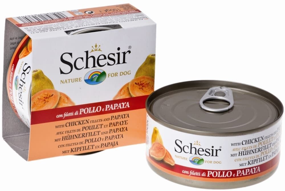 &quot;Schesir&quot; консервы для собак ЦЫПЛЁНОК+ПАПАЙЯ 150гр
