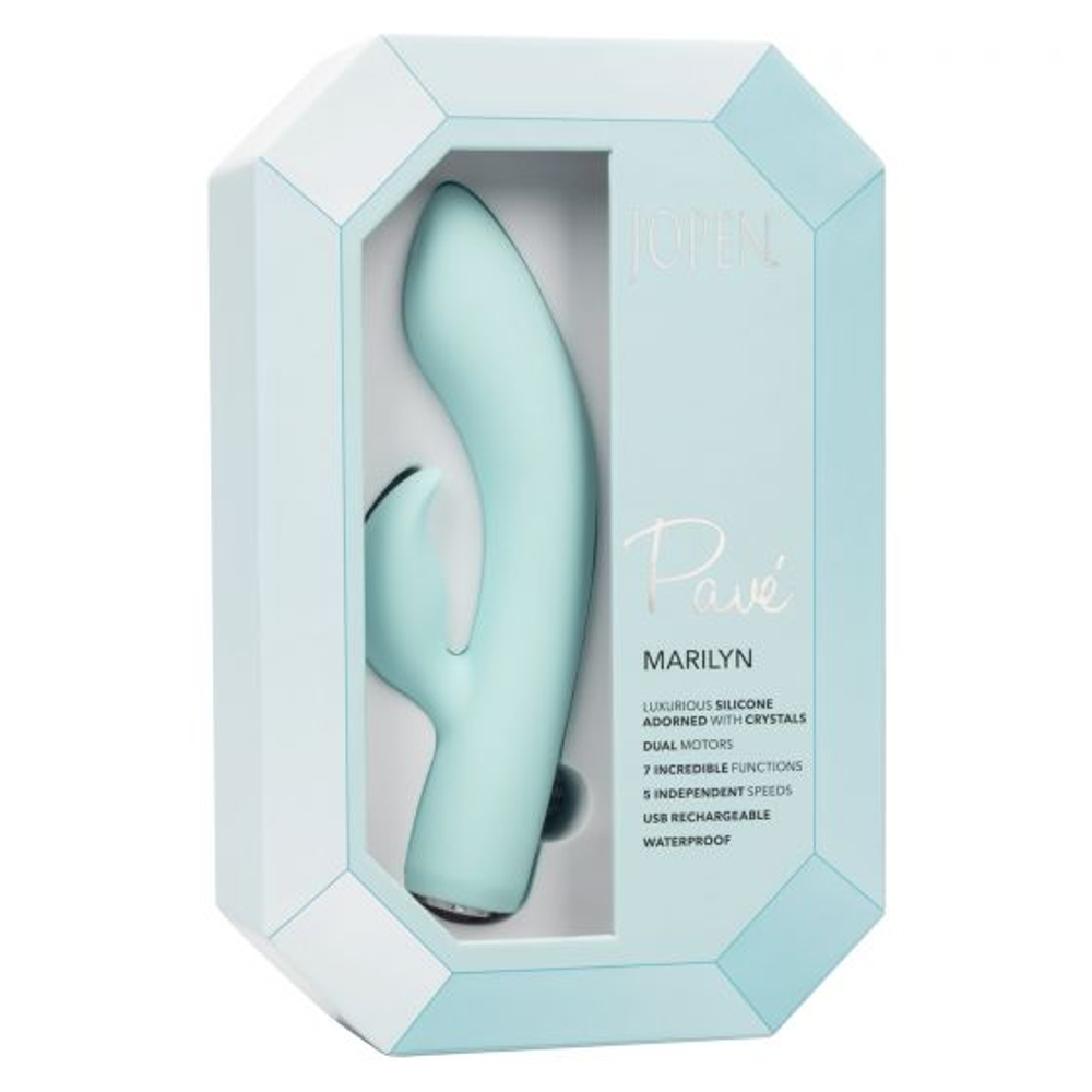 Нежно-голубой вибромассажер-кролик Pave Marilyn - 18,5 см. (Цвет: нежно-голубой)