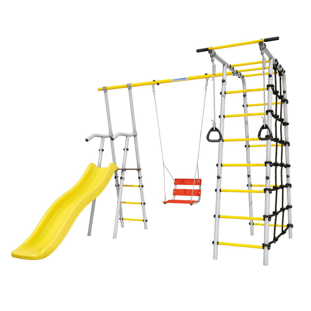 Детский спортивный комплекс для дачи ROMANA Богатырь (желтый/серый)