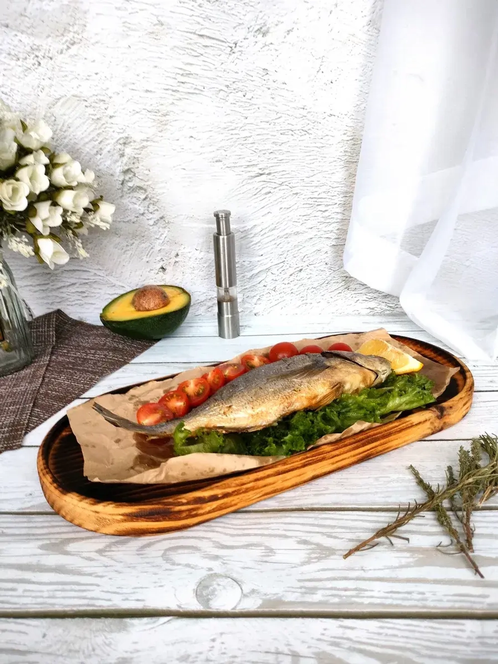 Поднос деревянный овальный