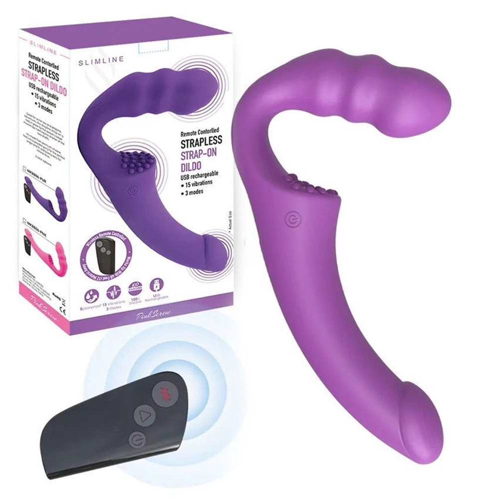 Фиолетовый безремневой страпон Straples Strap-On Dildo (Цвет: фиолетовый)