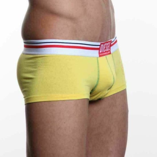 Мужские трусы хипсы желтые с зеленой вставкой Diesel Yellow DIS0048
