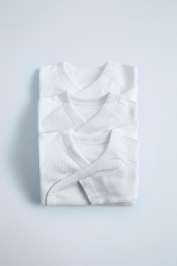 ZARA НАБОР ИЗ 3 БОДИ-КИМОНО С ДЛИННЫМИ РУКАВАМИ, БЕЛЫЙ