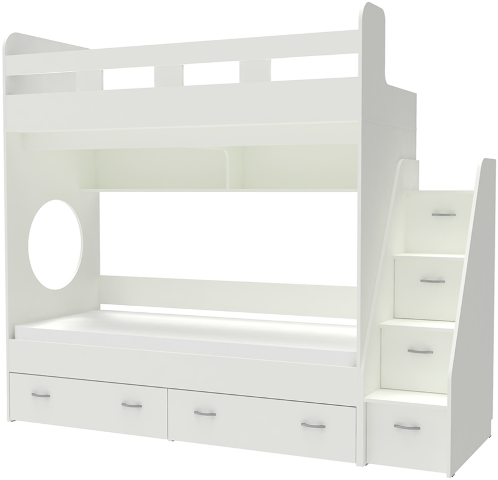 Трехъярусная кровать КарИВи Юниор  Белый  Белый