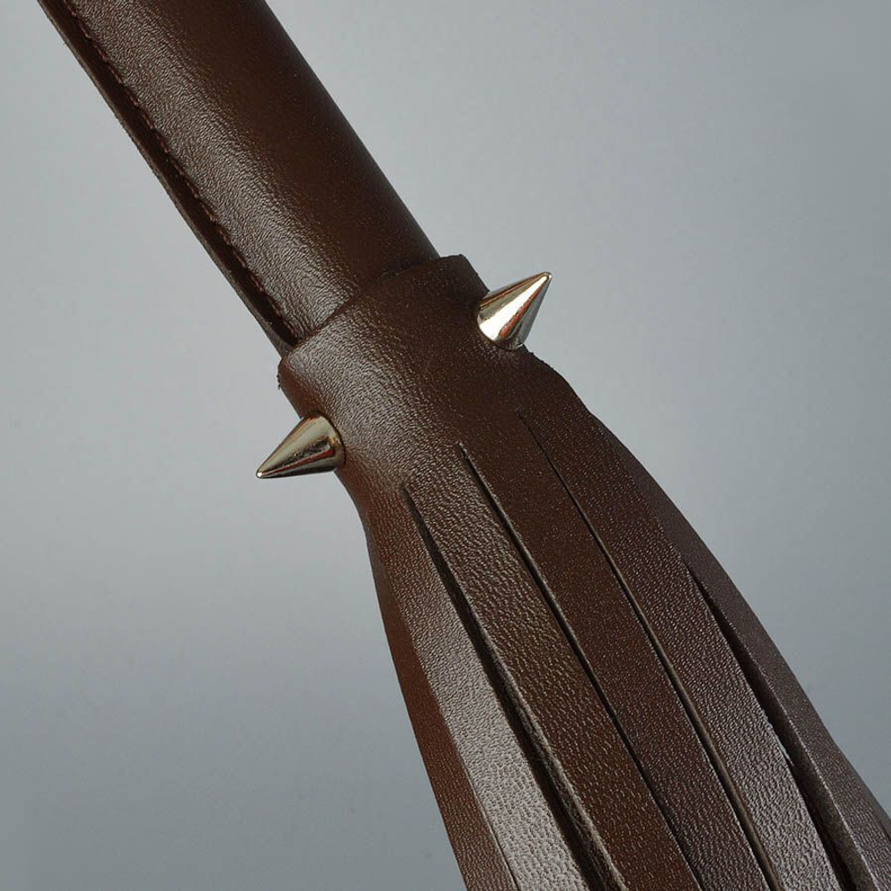 Коричневая кожаная плеть с шипами - 55 см. (Цвет: коричневый)