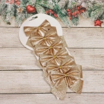 Бант на ёлку «Зимнее очарование» 8,5*9 см (набор 6 шт), Шампань