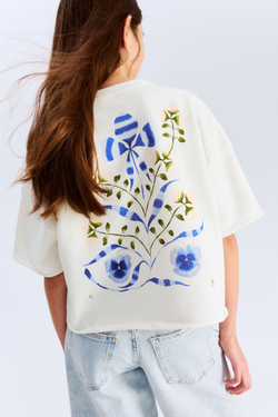 H&M Футболка оверсайз с принтом, белый