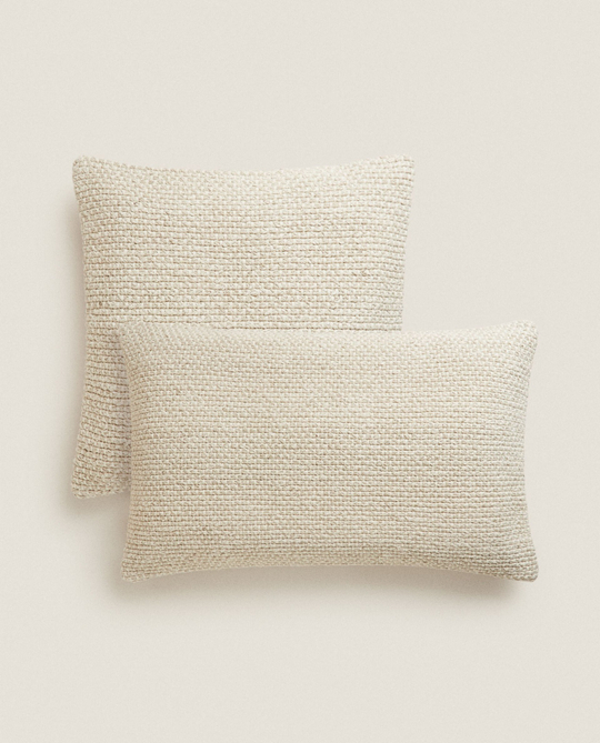 ZARA HOME ПЛЕТЕНЫЙ ЧЕХОЛ ДЛЯ ДЕКОРАТИВНОЙ ПОДУШКИ , СВЕТЛО-БЕЖЕВЫЙ