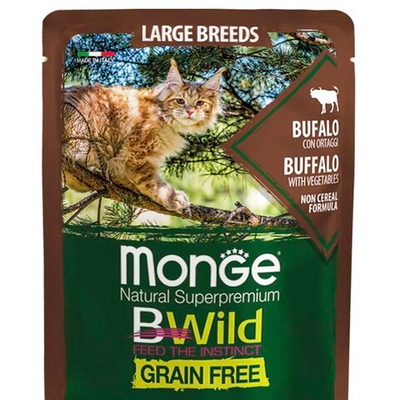 Monge Cat Bwild Large 85 г (буйвол с овощами) - беззерновые консервы (пауч) для крупных кошек