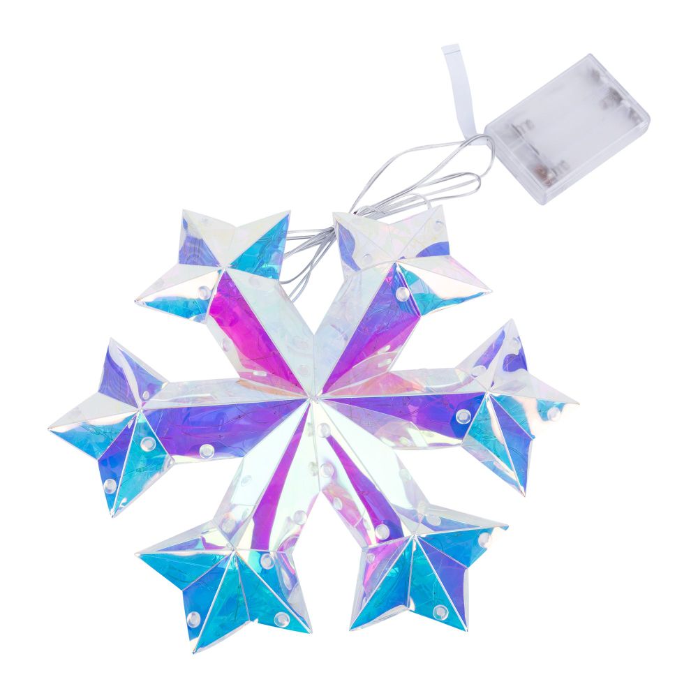 ULD-R512 3АА SNOWFLAKE Светильник декоративный Снежинка. на батарейках 3AA не в-к. 100 светодиодов. Белый свет. Цвет корпуса радужный. TM Uniel