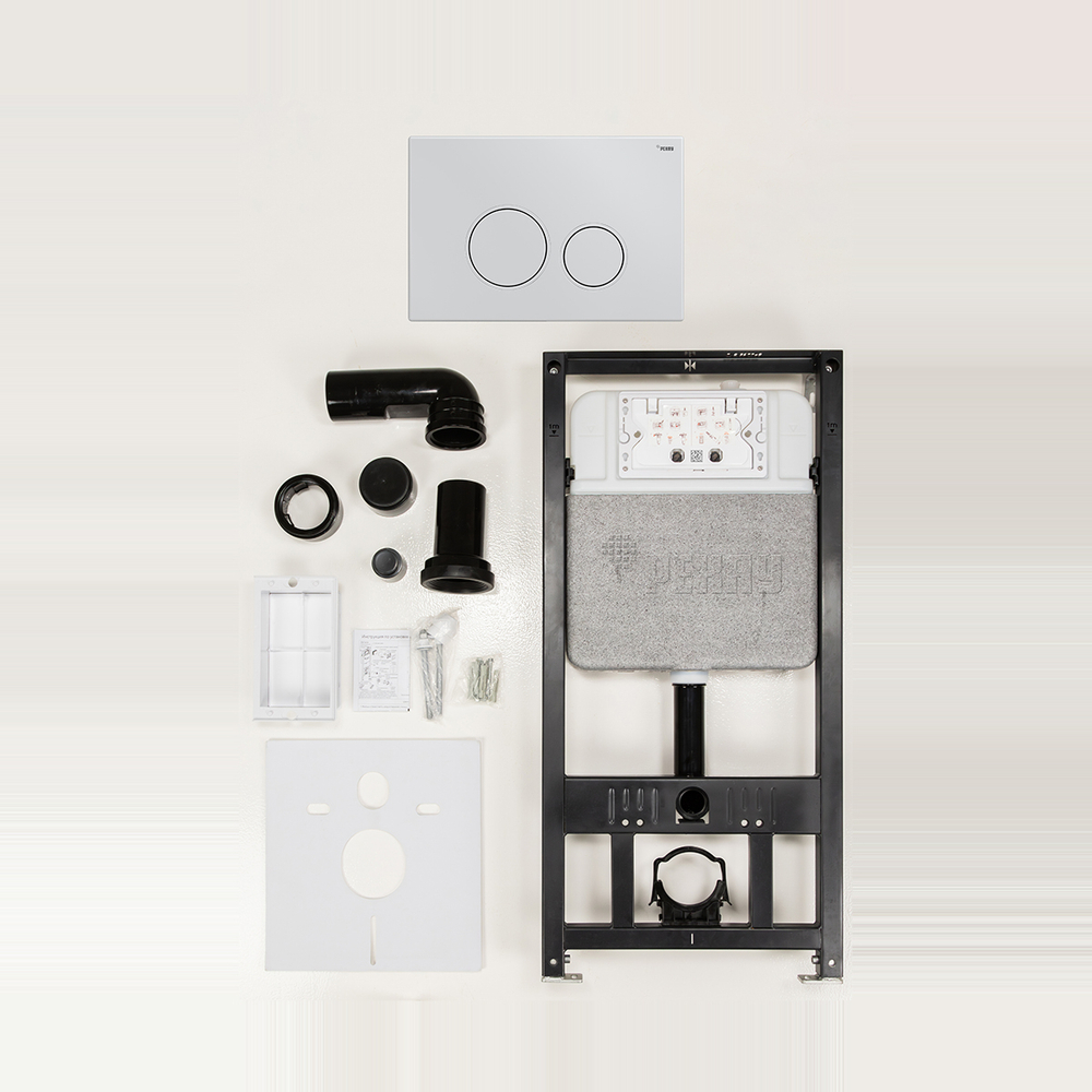 Комплект инсталляции REHAU(РЕХАУ) с панелью смыва NOVA ORB Белый глянцевый