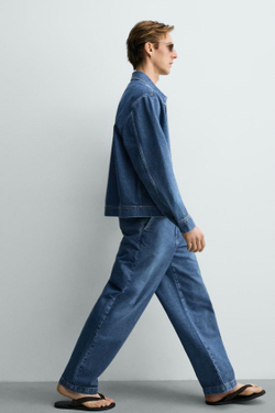 ZARA ДЖИНСЫ ЧИНОС STRAIGHT FIT, СИНИЙ