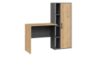 Стол письменный с полками и шкафом Графит Серый/Дуб Крафт Золотой 133,4х50х135 см