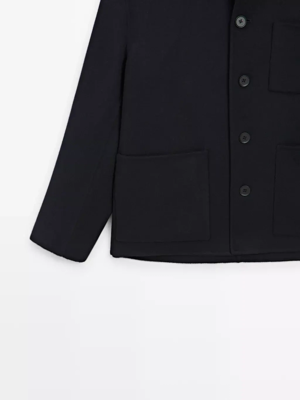 Massimo Dutti Шерстяная куртка-рубашка с двумя карманами, темно-синий