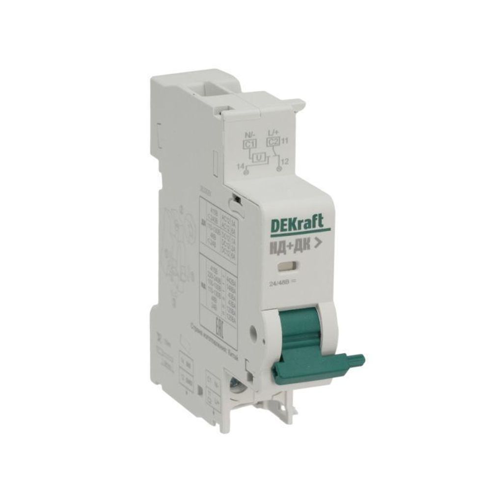Расцепитель независимый с доп. контактом 24В 48В AC_DC для ВА-101 нов. DEKraft 18103DEK Расцепитель независимый с доп. контактом 24В 48В AC_DC для ВА-101 нов. DEKraft 18103DEK