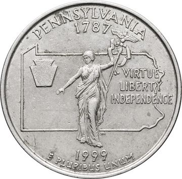 25 центов (1/4 доллара, квотер) 1999 США «Штат Пенсильвания» (D) 