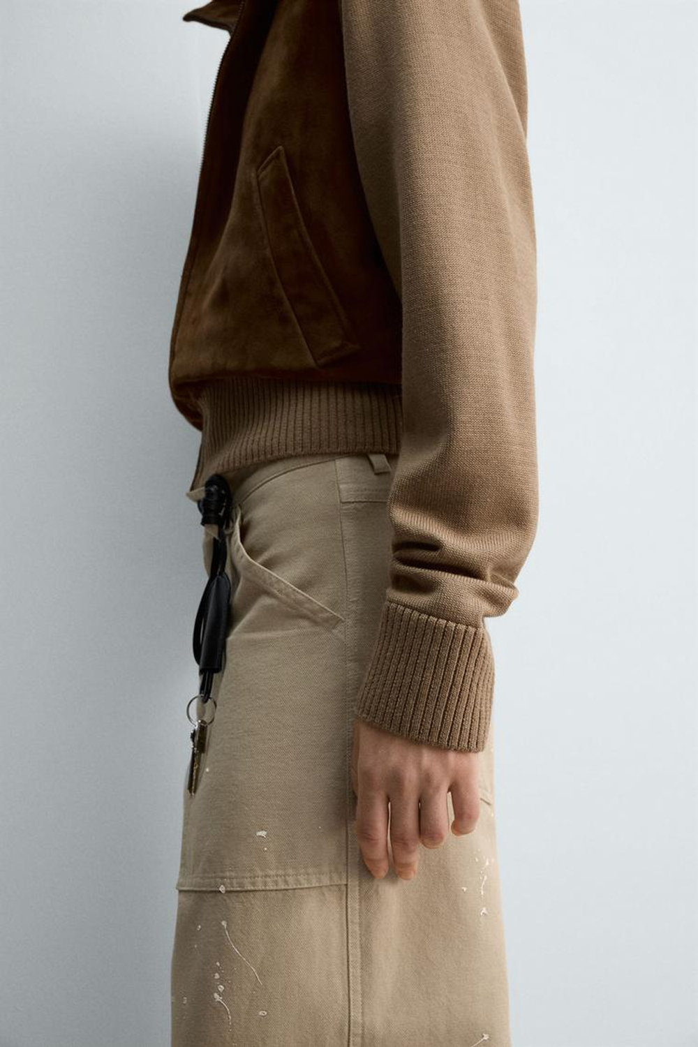 ZARA КОЖАНАЯ КУРТКА В КОМБИНЦИИ — LIMITED EDITION, ТЕМНЫЙ БЕЖЕВО-КОРИЧНЕВЫЙ