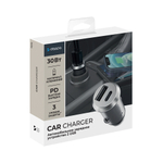 Автомобильное зарядное устройство Car Charger USB A + USB-C, 30Вт, 3А, PD, QC, серебристый
