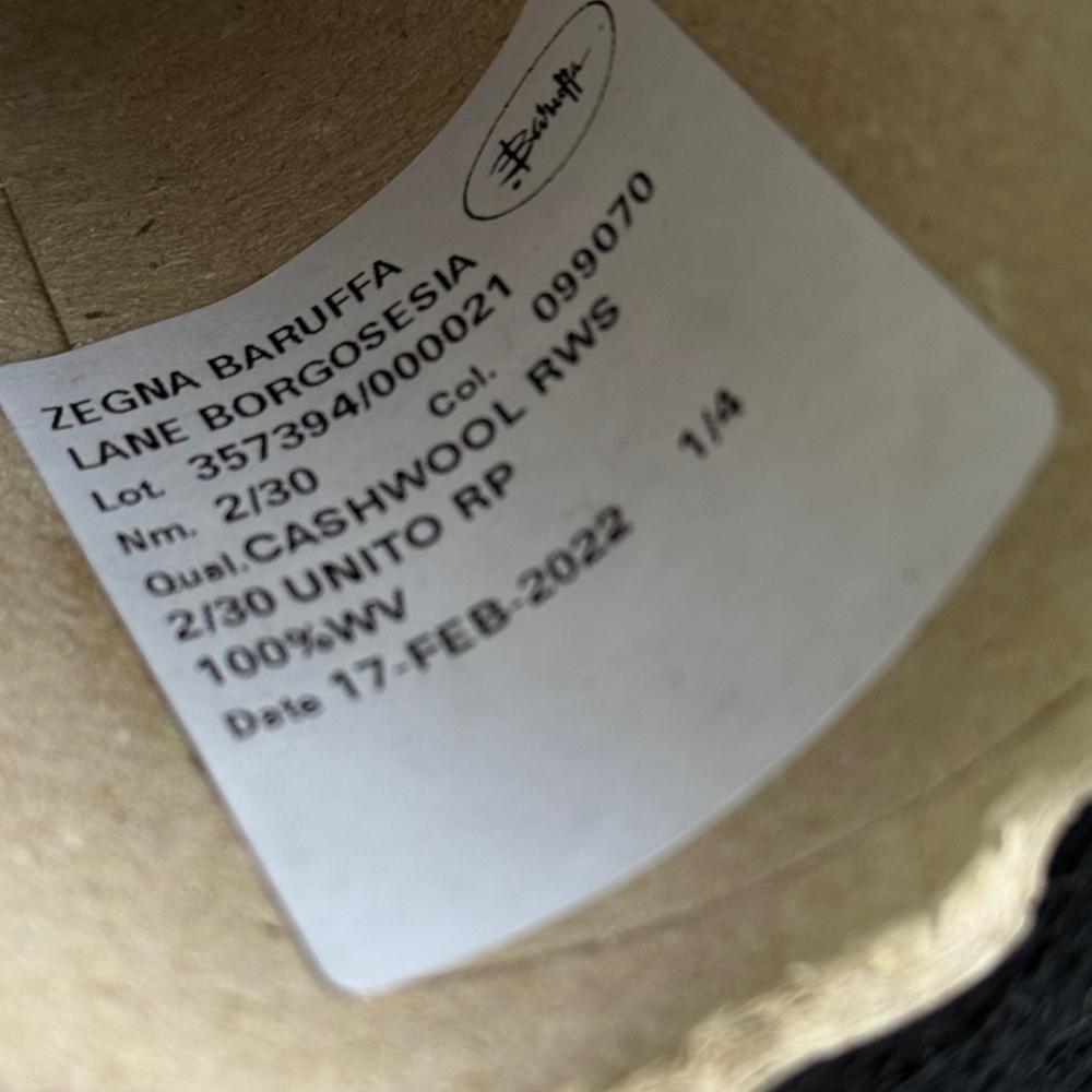 Пряжа Zegna Baruffa Cashwool 2/30 (100% мериносовая шерсть гребенная) , 1500м/100гр, черный