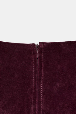 ZARA КОРОТКОЕ ПЛАТЬЕ ИЗ 100% ЗАМШЕВОЙ КОЖИ, БУРГУНДИ