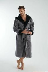 Халат мужской с капюшоном 1345 серый Nusa Турция
