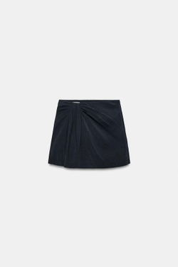 ZARA ЮБКА-ШОРТЫ С ДРАПИРОВКОЙ, МОРСКОЙ СИНИЙ