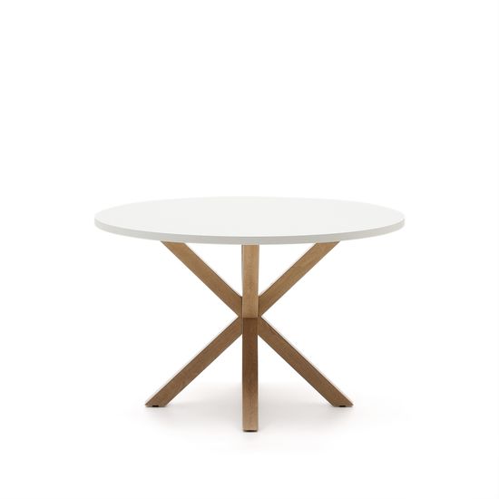 ARYA Стол с белой столешницей с отделкой из меламина на стальных ножках с отделкой под дерево