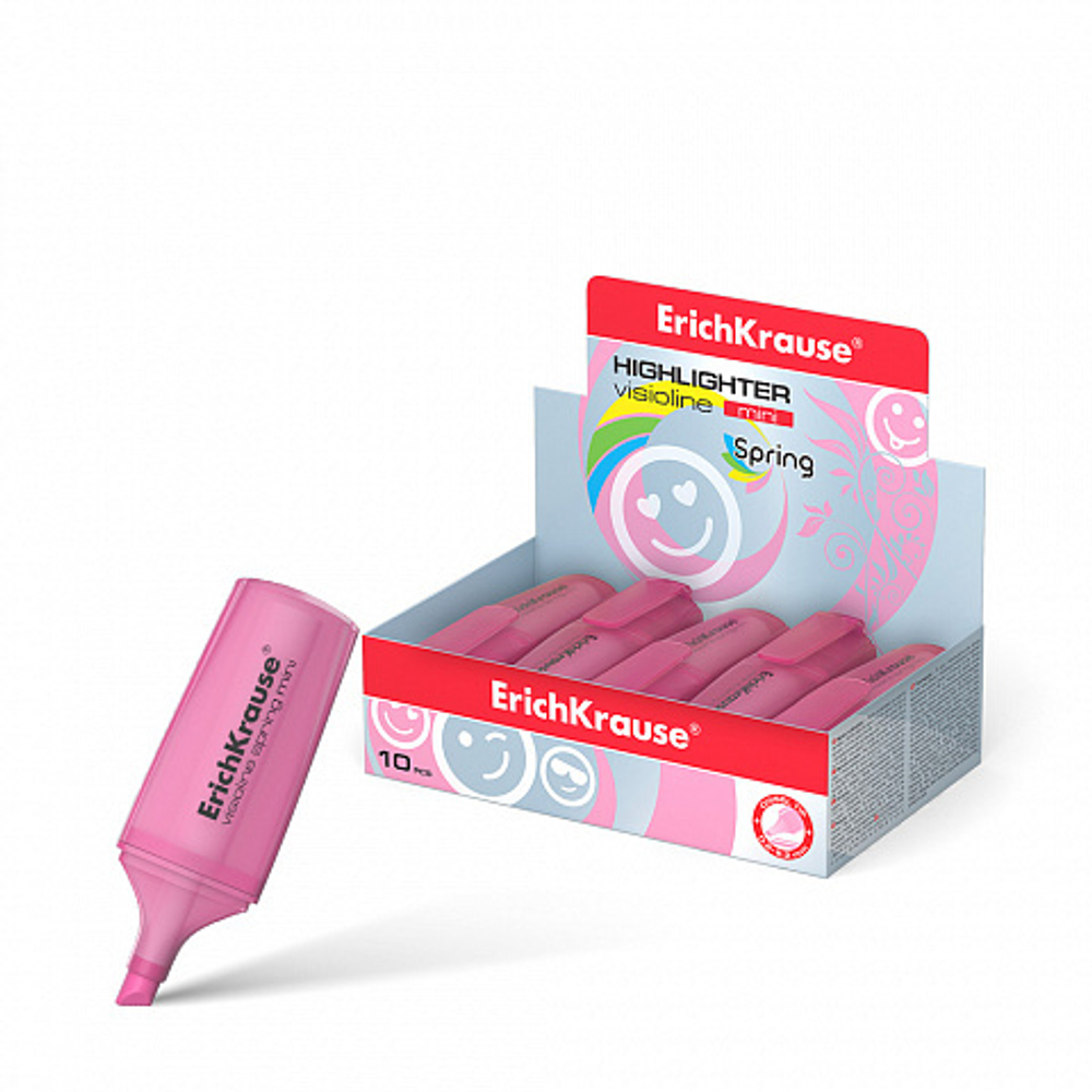 Текстмаркер ErichKrause Visioline Mini Spring, цвет чернил розовый.