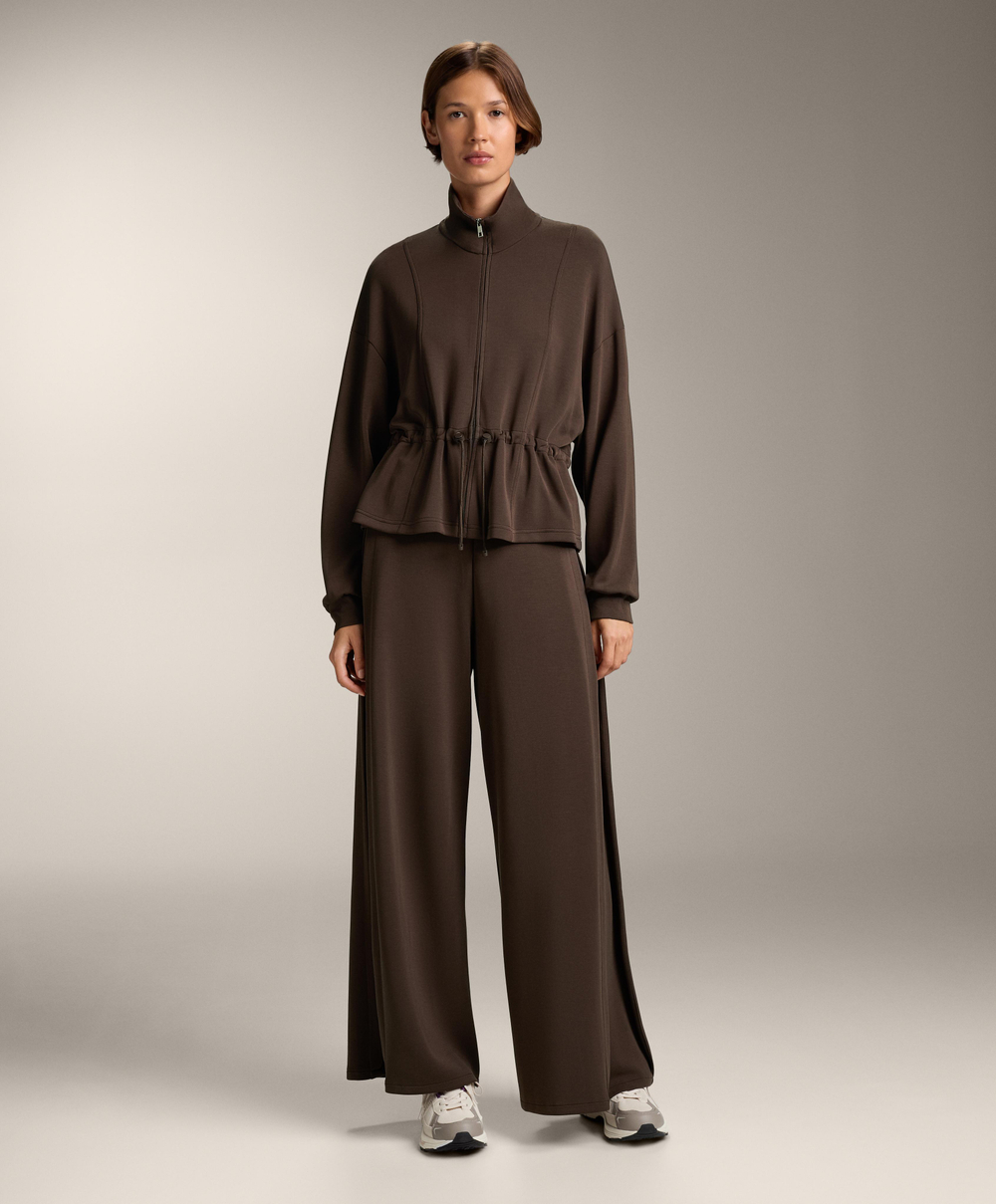 OYSHO Мягкие на ощупь брюки широкого кроя с модалом и складками по бокам, коричневый