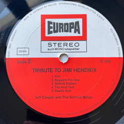 Винтажная виниловая пластинка LP Jeff Cooper And The Stoned Wings Tribute To Jimi Hendrix (Germany 1971)