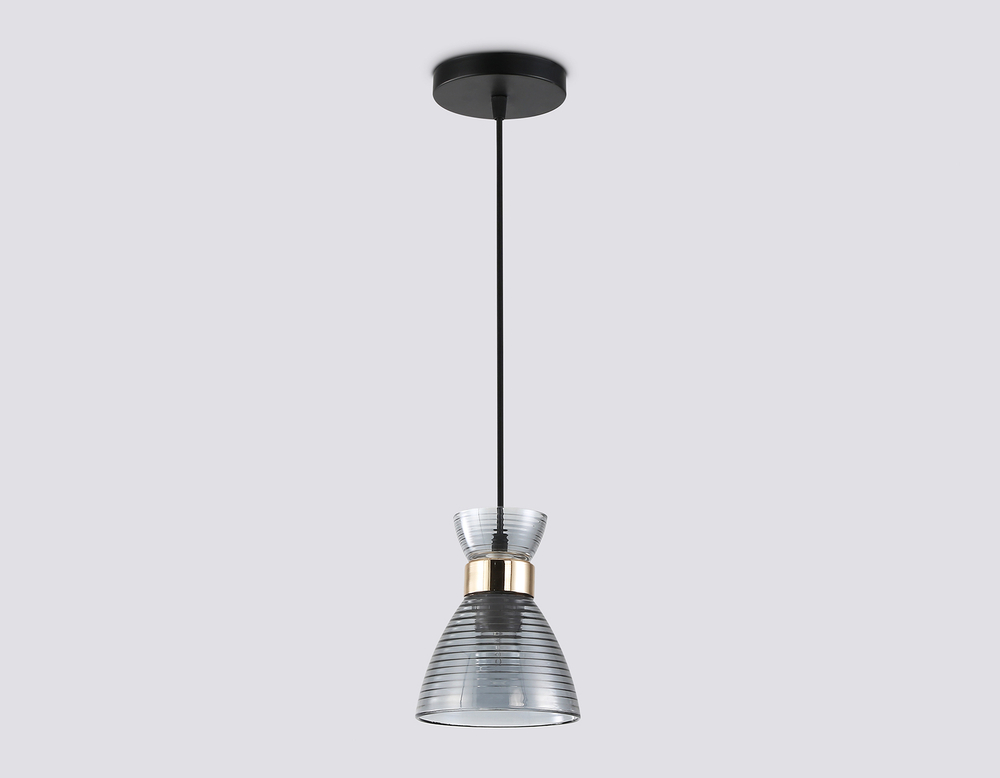 Светильник подвесной TR3406 BK/FGD/SM черный/золото/дымчатый E27 max 60W D135*1000