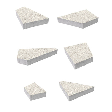 Тротуарная плитка ОРИГАМИ - Стандарт Белый, комплект из 6 видов плит