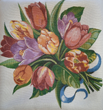 Декоративный гобеленовый чехол для интерьерной подушки Тюльпаны и крокусы 38*38