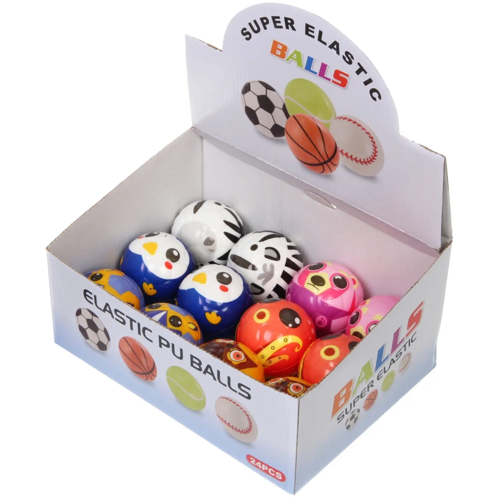 Мяч 6,3 см «Зоопарк» (антистресс) попрыгун, микс СТИКЕР НА ШОУ-БОКС