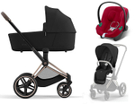 Коляска 3 в 1 Cybex Priam IV Rosegold complete и автокресло Aton B2 i-Size Dynamic Red Sepia Black