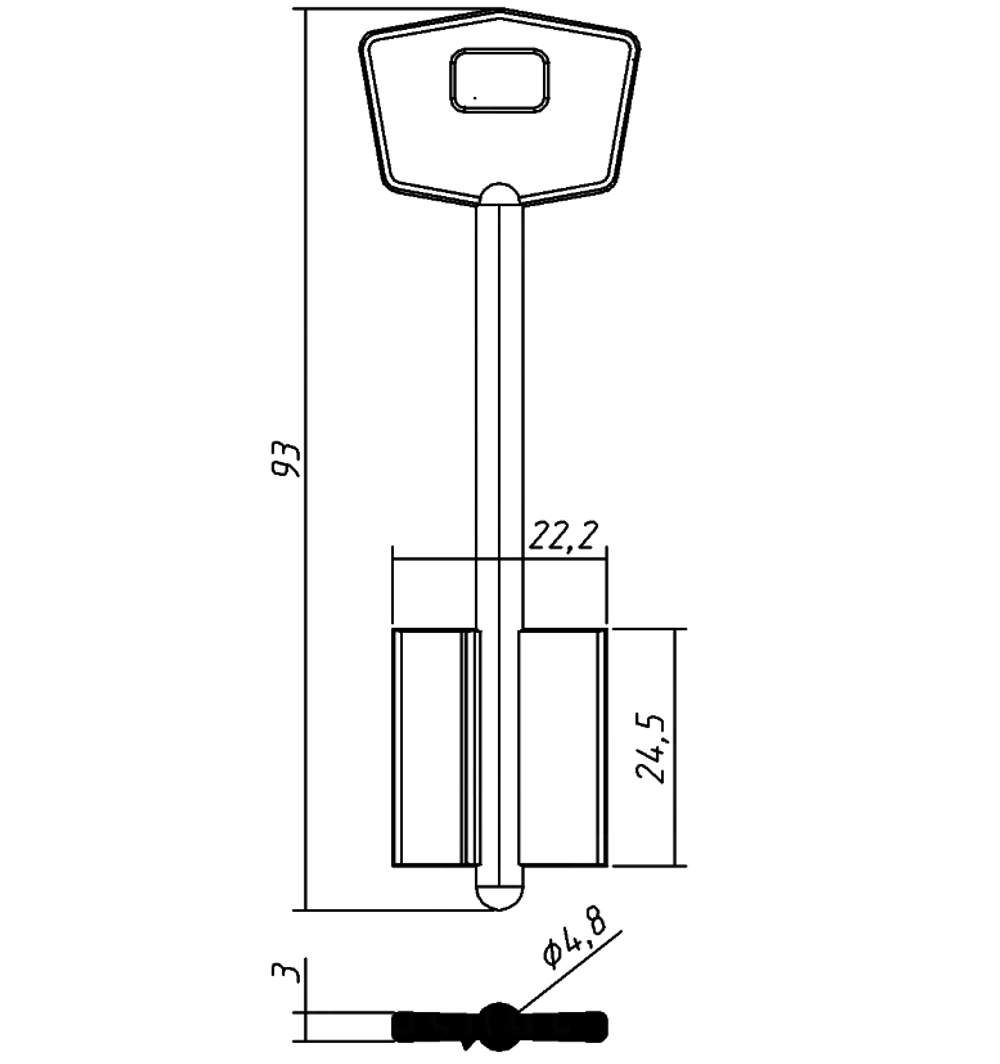 Заготовка сувальдного ключа 13026 MTR11D (желтый)
