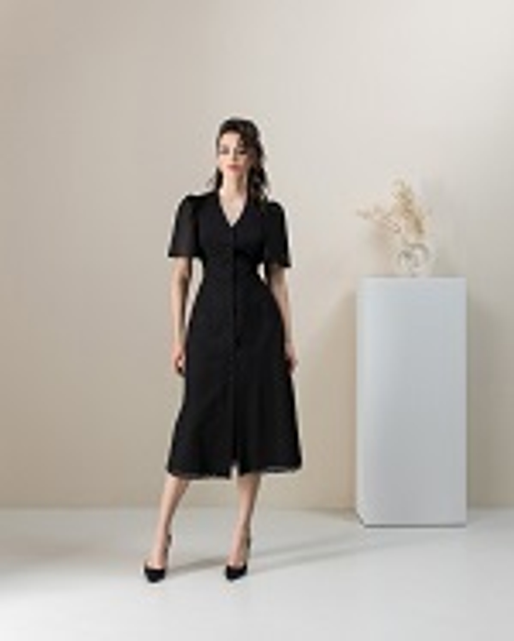 06-03-23 SS Хлопковое платье из "шитья" черное