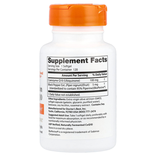 Doctor's Best, легкоусвояемый коэнзим Q10, 100 мг, 120 капсул