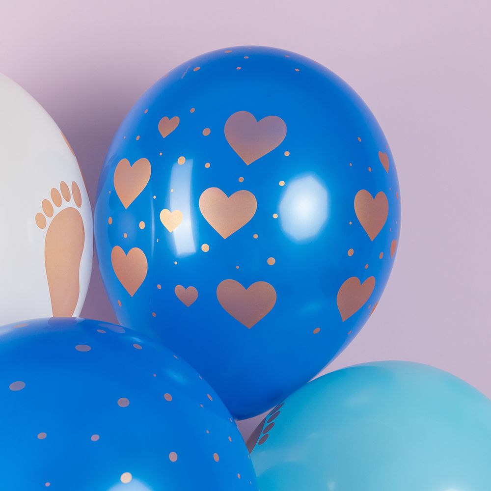 Шар (12''/30 см) Новорожденный (сердца и облака), Ассорти, кристалл, 5 ст, 25 шт.