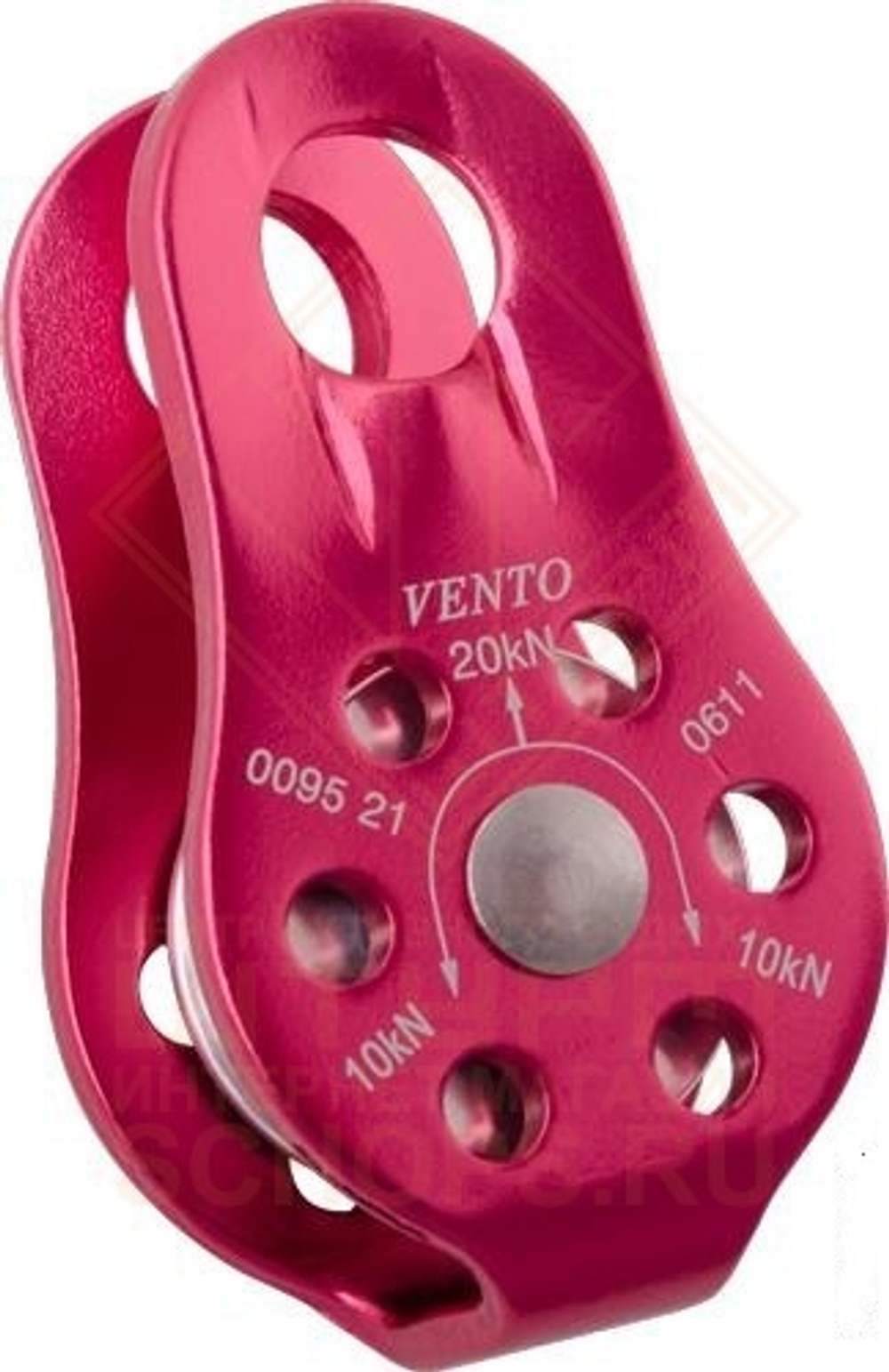 Блок-ролик Vento Спасатель одинарный дюралевый, Red