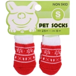 Носочки для животных «LAPUSIK», принт олененок, цвет красный, размер s, 2,5см