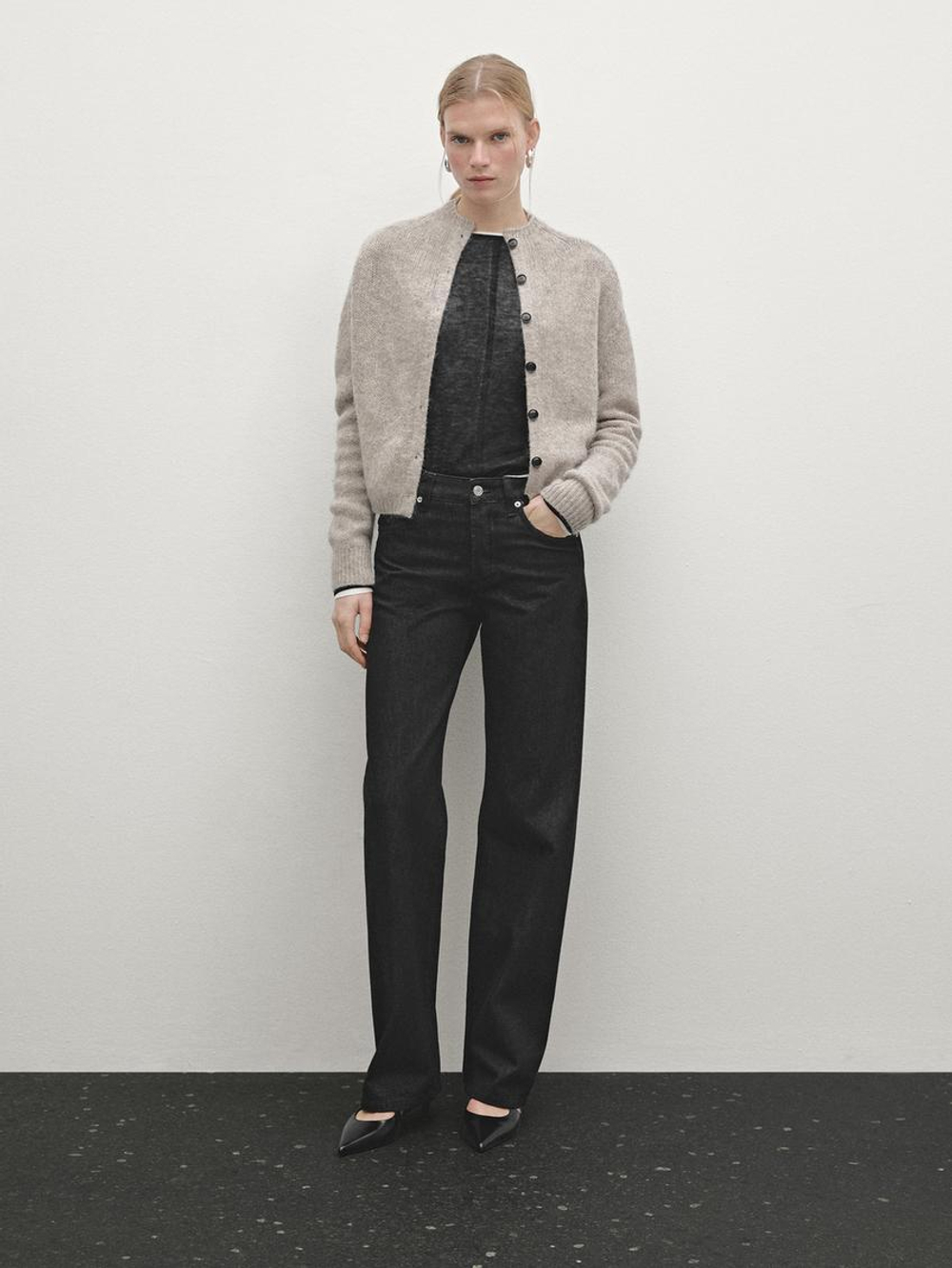 Massimo Dutti Кардиган из меланжевого трикотажа, бежевый