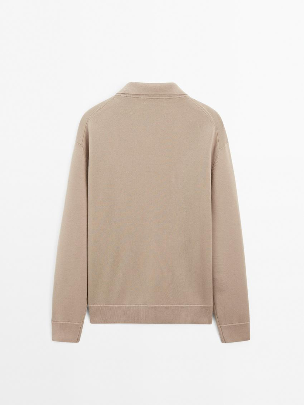 Massimo Dutti Кардиган из смесового хлопка с застежкой-молнией, норка